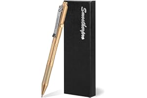 SMOOTHERPRO Stylo en laiton massif compatible avec la recharge Pilot G2 Clip en acier inoxydable Poids lourd Parfait pour les mains tremblantes, Parkinson, arthritiques Couleur naturelle (RG336)