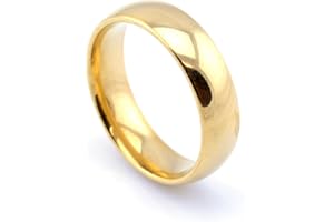 Vault 101 Limited 18k Gold Plated Men's Women's Stainless Steel Wedding Band Ring (6mm Wide)