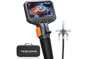 Teslong 1080P Endoskopkamera mit Licht, 4,5 Zoll LCD-Bildschirm Endoskopkamera Beweglicher Kopf, 8,5mm Drehbar Endoskopkamera, Endoskop Kamera, Inspektionskamera Rohrkamera Kanalkamera (1,55 Meter)