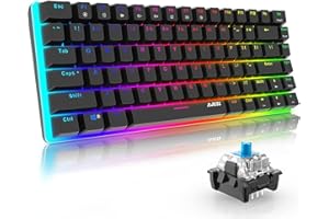 AJAZZ AK33 Tastiera Gaming Meccanica, 82 Tasti, 100% Anti-ghosting Switches Blu, Retroilluminazione RGB con 16.8 milioni Tastiera da Gioco per PC,Mac,Laptop,Nero.