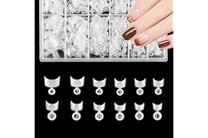 SIKEYDELS 600 Stück Oval Falsche Nagelspitzen, 12 Größen Short Nail Tips, Französisch Halbe Abdeckung Falsche Nail Art Nägel Tipps für DIY Nagelstudios, Natürliche