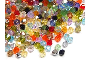 PERLIN Preciosa - Juego de 200 perlas de cristal de Bohemia de 3 mm con doble cono, juego de perlas checas, perlas de cristal talladas