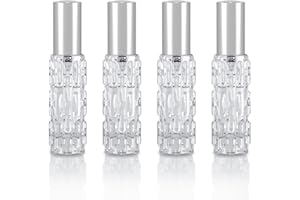 YoHyien 4 Stk Reise Parfümzerstäuber Nachfüllbar 10ml, Parfum Zerstäuber für Unterwegs, Mini Parfüm Abfüller, Tragbar Taschenzerstäuber, Kleine Parfümflaschen zum Befüllen für Handtaschen (Silber)