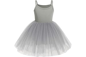 IMEKIS Vestito da Ballo per Balletto Senza Maniche per Bambine Ragazza Gonna Tutu in Tulle da Ginnastica Principessa Fata Ballerina Dancewear Danza Classica di Formazione Costume