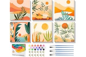 ARTOWN Lot de 6 Kits de Peinture par Numéros pour Adulte DIY Kit de Peinture par Numéros à l'huile Acrylique Débutants Enfants pour Décoration de la Maison