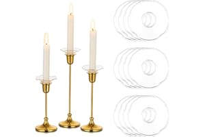 Glasseam Bobeche di Candele e Portacandele Trasparente, Set di 12 con Anello Unico per Candelabro, Adatte per il Soggiorno