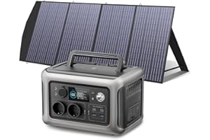 ALLPOWERS Générateur solaire R600, 2 x 600 W (pointe 1200 W) Sortie AC Station d'alimentation portable avec panneau solaire 200 W, batterie LiFePO4