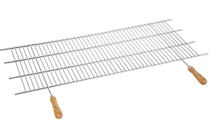 Sauvic 02480 - Parrilla Barbacoa zincada Recortable, con Mangos de Madera, 100 x 40 cm