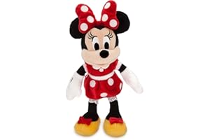 Disney Store Official Mini Peluche Imbottito di Minnie, con Classico Vestito Rosso a Pois, 23 cm
