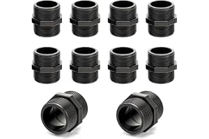 TAILONZ 10 st 1 tum PVC dubbelnippel gängade beslag | Sexkantigt handtag, tätt teflonband, optimalt flöde, trädgårdsbevattning, hydroponiska ledningar