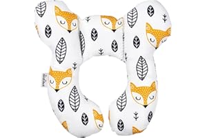 PANSYFEN Baby Reisekissen Nacken und Kopfstütze 100% Baumwolle U Form Kinderkissen Baby Schlafkissen für Autositz und Trolley Kinderkissen für Autositz und Trolley 0-1 Jahre alt(Weiß)