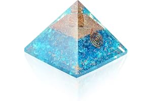 SPIRITUALELEMENTZ Spiritual Elementz Pyramide d'orgonite turquoise chargée Reiki (0,9 cm) avec cristal transparent en cuivre (pierre pour nettoyer vos centres d'énergies)