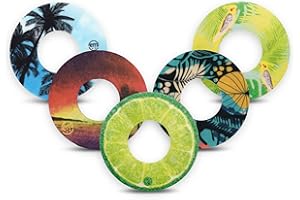 ExpressionMed - Patch adhésif pour Freestyle Libre (Paquet de 5) - Ruban CGM prédécoupé, étanche, non effilochable. (Tropical)