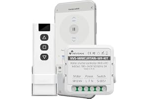 NIVIAN WiFi-styrenhet för persiennmotor med RF-fjärrkontroll, fjärrkontroll app Tuya, wifi-gardinbrytare, tidsprogrammering, timer och konsumtionsmätning, kompatibel med Alexa och Google