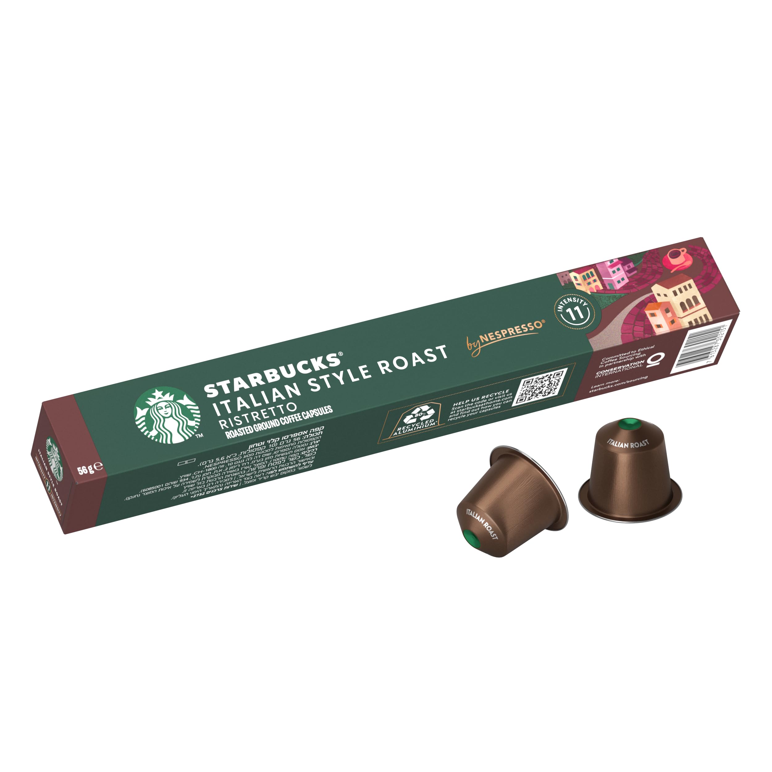 STARBUCKS Italian Style Roast By Nespresso Dark Roast Coffee Pods (Pack Of 1, Total 10 Capsules), 56 Gram