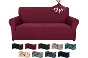 CYCMACO Copridivano 2 Posti Con Braccioli, Copridivani Elasticizzato Antiscivolo, Universale Moderno Copri Divano Antigraffio, Sofa Cover Antimacchia, Lavabile In Lavatrice, Borgogna