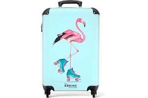 NoBoringSuitcases.com® Kinderkoffer Teenager Mädchen Geschenke Trolley Handgepäck Koffer Suitcase Rollkoffer Kinder - Flamingo - Rosa - Blau - Kinder Koffer Madchen, 55x40x20
