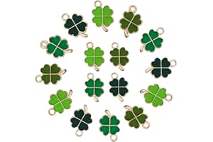 Cosswe Glücksbringer Vierblättriges Kleeblatt, 48 Stück Vierblättrige Kleeblatt Anhänger Metall Halsketten Zubehör DIY Basteln Schmuck Ornamente Autoschlüsselanhänger Glück Schlüsselanhänger