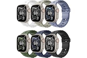 TiMOVO 6 stycken sportarmband kompatibla med Apple Watch Ultra 3/2/1 49 mm 46 mm 45 mm 44 mm 42 mm, vattentätt silikonband fö