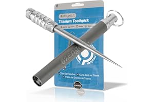aZengear Titane Cure-Dents Porte-clés de Poche - Métal, Léger, Portable, Réutilisable - Idéal pour Le Camping, L'extérieur, Les Voyages, Les Pique-niques