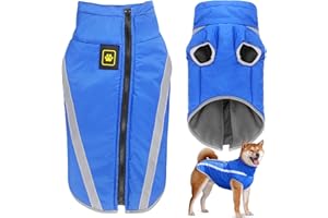 Dolahovy Impermeabile Cane Cappotto Inverno Giacca Calda,Antivento Pet Clothes Cani Cappotti Giacche in Pile Outfit per Cani di piccola taglia Medio Grande Gilet con Harness Hole XL-6XL (Blu, 5XL)