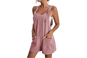 NUSGEAR 2023 Monos Corto Mujer Verano Casual Peto Corto Jumpsuit Una Pieza Pantalones de Tirantes Camiseta sin Mangas Color sólido Vintage Anchos de Rectos Playsuit Playa Elegante