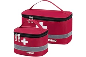 Olymajy 2 Pieces First Aid Kit Bags, Empty Medicine Bags, First Aid Bag Portable Medical Medicine Bags for Outdoor Camping, Travel, Work, Holiday (Red)