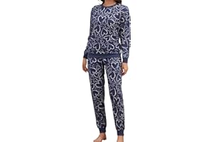 The Essentials Wardrobe Ladies Fleece Pyjama Set with Long Sleeve T-Shirt & Bottom Pants Sleepwear Loungewear Nightwear for Women Soft & Comfortable Top & Trousers Size S-XL