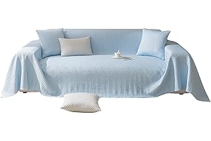 VanderHOME Engrosar Comodidad Funda de sofá Pañuelo de sofá Sala Universal Almohadilla sofá Verano Fresco Antideslizante Flexibilidad Multifuncional Transpirable Funda Protectora Sofa 210*340cm Azul