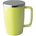 FORLIFE 610-LME Dew Brew-in-Mug with Basket Infuser & Stainless Lid, Ceramic, Lime