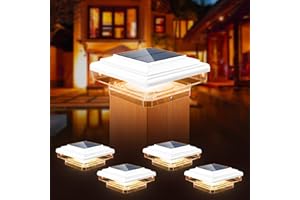 kefflum Solar Pfostenkappen Licht,Solar Pfostenleuchte Außen,8LED Solar Zaunpfosten Lampe Solarlampe Außen Säulenlampe IP65 Wasserdicht für hölzerne Pfosten,Patio,Zaun beleuchtung(Weiß,4 Stück)