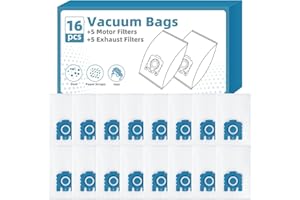 NICEMIYA Vacuum Cleaner Bags for Miele Vacuum Cleaner Hyclean 3D GN [Classic C1 Complete C2 Complete C3, S2 S4 S5 S6 S8] with 5 Motors & 5 Exhaust Filters Replaces 9917730 12281680 Pack of 16