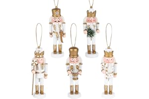 TSLBW Ozdoby do orzechów, dziadek do orzechów, dekoracje świąteczne, figurki dziadka do orzechów, drewniany dziadek do orzechów, wiszące dekoracje na choinkę, figurka żołnierza na półki i stoły, złote