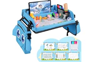 VSIFEHSO Mesa de viaje para niños, bandeja de regazo portátil, color blanco