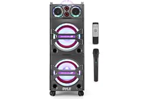 Pyle Partybox, Bluetooth Lautsprecher Groß, 2000W Musikbox Bluetooth, Boombox mit RGB Lichter & Rollen, Partylausprecher mit Mikrofon, Super Bass, USB/SD/AUX/RCA/FM- Radio, für Party Outdoor & Heim