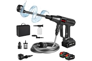 ONEVAN Akku Hochdruckreiniger für Auto, 80bar Hochdruck Reiniger Hochdruckpistole mit 2 3.0Ah Akkus und Ladegerät, Hochdruck Wasserpistole mit 6-IN-1 Düse und 3 Einstellstufen