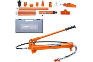 VEVOR Hydraulikzylinder Bausatz, tragbarer hydraulischer Wagenheber 12 t, mit 1,4 m Ölschlauch, Autokarosserierahmen-Reparaturset mit Aufbewahrungskoffer für Autoreparatur, Lkw, Bauernhof, Orange