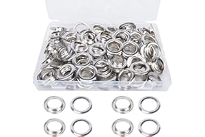 HO2NLE 100 Pièces 20mm Argent Oeillets Métalliques Oeillet Métal avec Rondelle pour Chaussures, Vêtements, Sac, Toile, Artisanat de Bricolage