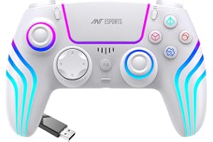 Ant Esports GP400 RGB 3-Mode Wireless Gaming Controller,1000Hz HallSense Precision Joysticks|PC,PS4,Android, iOS, Steam Deck & Switch |Bluetooth & 2.4GHz Wireless| Dual Vibration |Motion Control|White