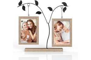 ARESVRGO Cornici 10x15,Portafoto 10x15 con Albero Metallico per 4 Foto Foto Personalizzata Idea Regalo,Cornice Personalizzata,Regalo di Compleanno o Festivo per Mamma,Nonna,Famiglia e Amici (Cornice Doppia)