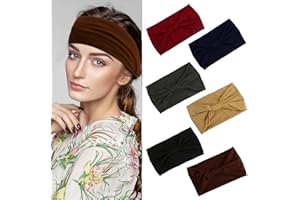 Boisbresil 6Pcs Headbands for Women Sports Wide Headbands Boho Hairbands Elastic Turbans Running Yoga Head Wraps Head Scarfs Wraps for Yoga Gym Jogging (24 * 14CM)