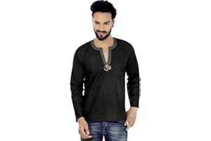 MapleClothing Mode Hemd Gesticktes Männer Kurz Kurta Cotton Indien Bekleidung