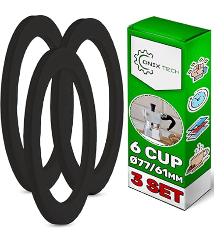 Set 3 Guarnizioni Per Caffettiera Da 6 Tazze Stella - Ricambio Per Preparazione Tradizionale - Foto 10