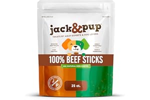 Jack&Pup 100% Beef Sticks Dog Treats (15cm) - High Protein - Air-Dried Beef Sticks - Single Ingredient - Grain Free - 100% Natural Dog Chews (25 pcs)