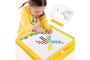 YYDeek Magnetic Drawing Board for Kids Ages 4-8, Magnet Doodle Board for Toddlers 1-3, Magnetic Dot Art with 2 Pens, 10 Double-Sided Flash Cards and Beans, Montessori Toys for Boys Girls