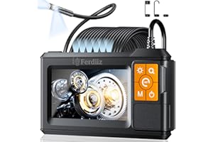 Ferdiiz Endoscopio Industriale HD 1920P, Telecamera Endoscopica Digitale Doppie Lenti Con 8+1 Luci LED Regolabili, Endoscopio IPS da 4,3", Telecamera Ispezione Impermeabile IP67, Cavo Semirigido 10M
