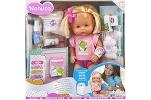 Nenuco - Cura Sana, bambola per giocare al dottore con il tuo bambino, con cerotti colorati e kit medico per curare la bambola, giocattolo per bambini di 3 anni, Multicolore, Famosa (700016256)
