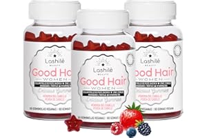Lashilé Beauty - Good Hair Women - Anticaída - Fórmula sin azúcar - Suplementos dietéticos - Cura de 3 meses - 180 gominolas - Made in France - Biotina, Hierro, Zinc, MSM, Vitamina B6, B12