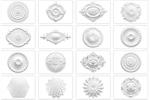 MARBET DESIGN Rosace de plafond en polystyrène expansé - Rosace de plafond blanche, élément décoratif, stuc (R-21, Ø 60cm) Objet de décoration murale Décoration intérieure ronde