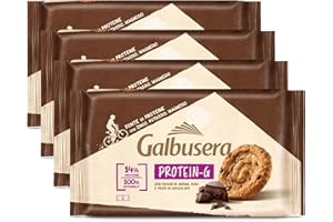 CAIYA 4X Galbusera Protein-G Biscotti Con Fiocchi D'Avena Granella di Soia e Cioccolato 300g